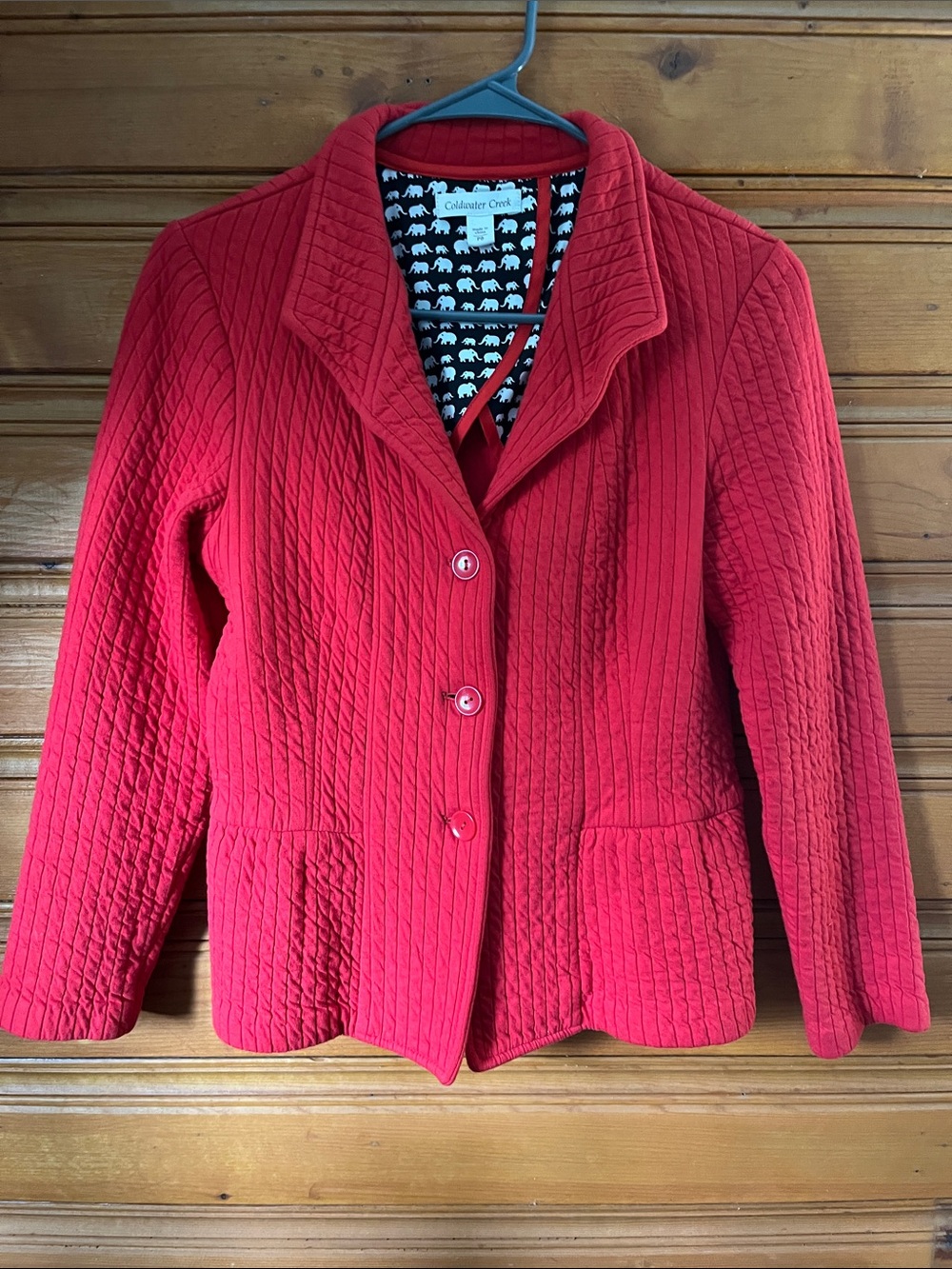 Coldwater Creek Red Quilted Button-Front Jacket